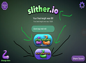 Playing With Slitherio AI Vs Online