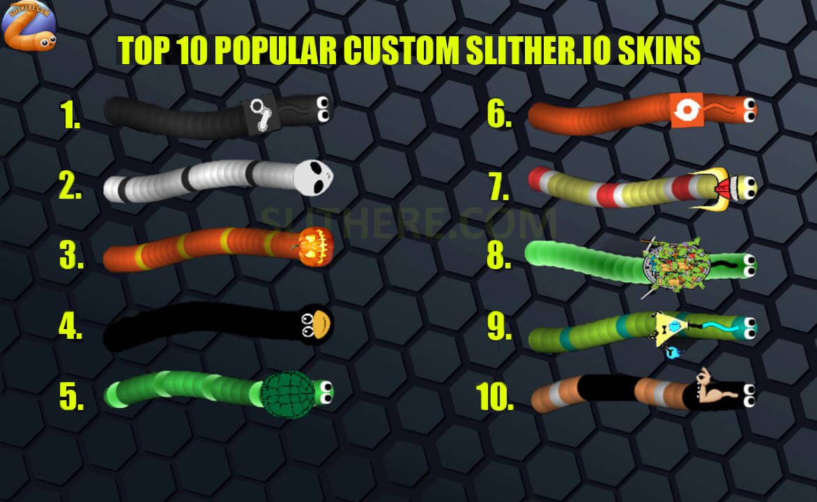 Top 10 Slither.io Skins February 2017