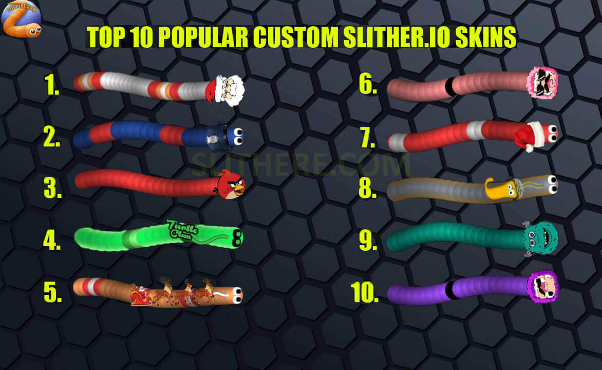 top 10 slither.io skins january 2017